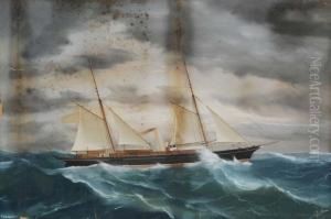 Ritratto Dello Steam Yacht Tighnamara In Mare Aperto