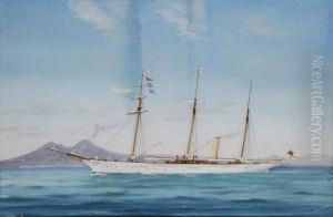 Ritratto Dello Steam Yacht Fedora Al Largo Di Napoli