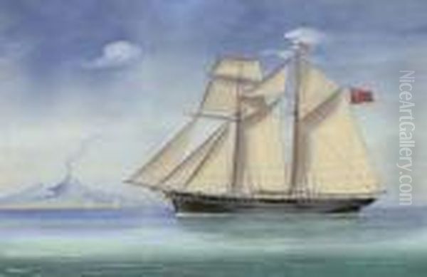 A Topsail Schooner Of The Royal 
Tay Yacht Club In The Bay Of Naples (illustrated); And Under Reduced 
Sail And Riding Out The Storm At Sea - view 1