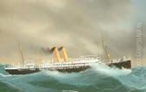 Rms Orotava In A Storm; Rms Orotavia Coming Into Port A Pair by Antonio de Simone