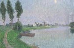 River Curve, Poplars At The Riverside, Windmill At Moonlight by Gustave De Smet