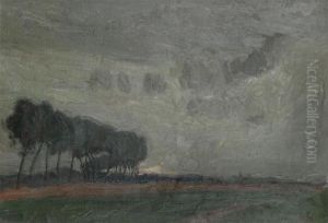 Lowland, Church In The Background, Thundery Sky by Gustave De Smet