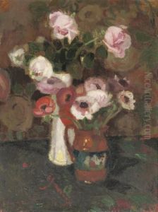 A Still Life With Peonies, Roses And Poppies by Gustave De Smet