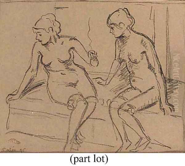 Two seated nudes - view 1