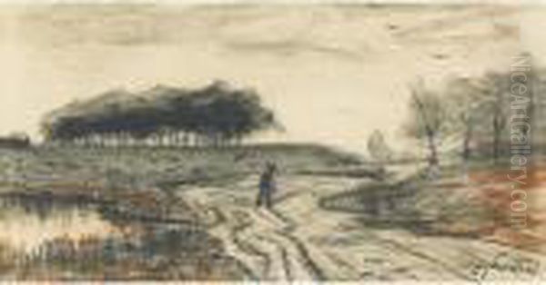 Figure On A Rural Road - view 1