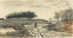 Figure On A Rural Road by Marc Aurele de Roy Suzor-Cote