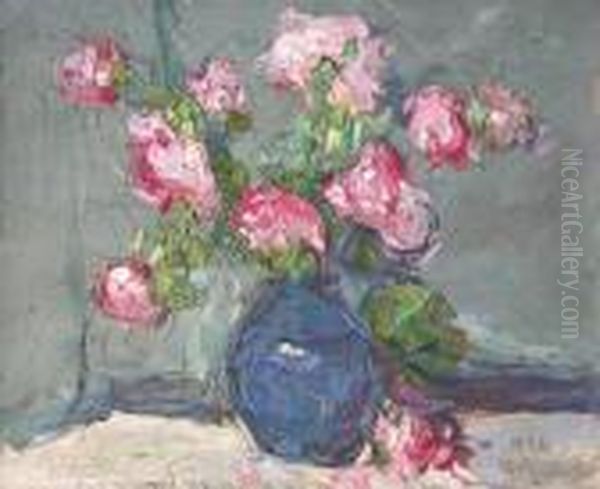 Bouquet De Roses Dans Un Vase Bleu - view 1
