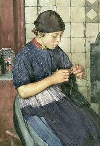 Girl Knitting by Walter Langley