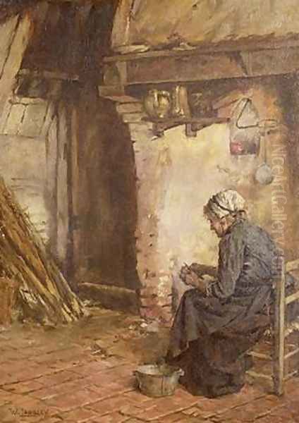 Old Woman Peeling Potatoes - view 1