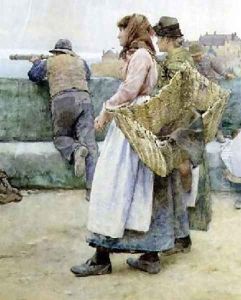 In a Cornish Fishing Village Departure of the Fleet for the North by Walter Langley