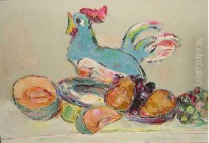 Nature Morte Aux Fruits Et Petit Coq by Vladimir De Terlikowski