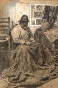 Mending the sails by Walter Langley