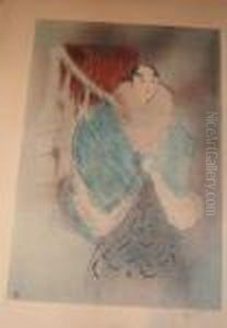 Elegante Vetue De Bleu by Henri De Toulouse-Lautrec