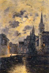 A Moonlit Canal by Stanislas Lepine