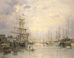 The Port of Caen 1859 by Stanislas Lepine