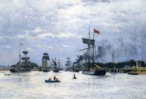 Ships in Port by Stanislas Lepine