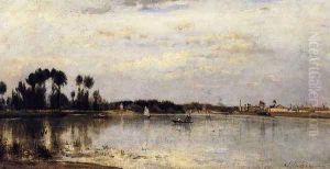 The Seine at Ile Saint-Denis I by Stanislas Lepine