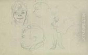 Tetes De Femmes Et Tetes D'hommes by Henri De Toulouse-Lautrec