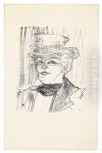 Madame Rejane. by Henri De Toulouse-Lautrec