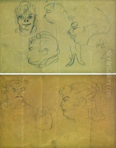 Tetes De Femmes Et Tetes D'hommes by Henri De Toulouse-Lautrec