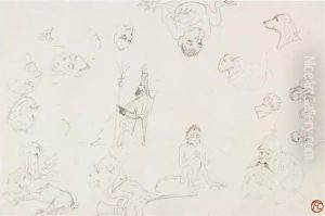 Etudes De Caricatures by Henri De Toulouse-Lautrec