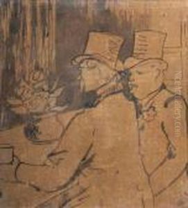 Dandys Accoudes Au Bar by Henri De Toulouse-Lautrec