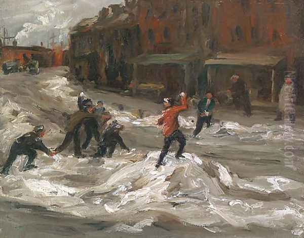 Children Throwing Snowballs - view 1