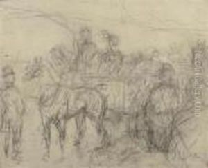 Horse And Carriage. by Henri De Toulouse-Lautrec