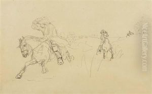 Cavaliers (recto). Cheval A L'ecurie (verso). 1882. Cavaliers (recto). Cheval A L'ecurie (verso). 1882.
