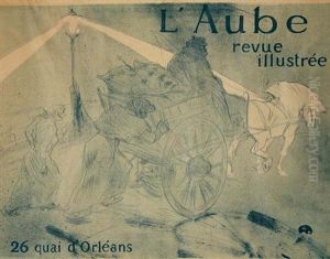 L'aube Lithograph Printed Inblues