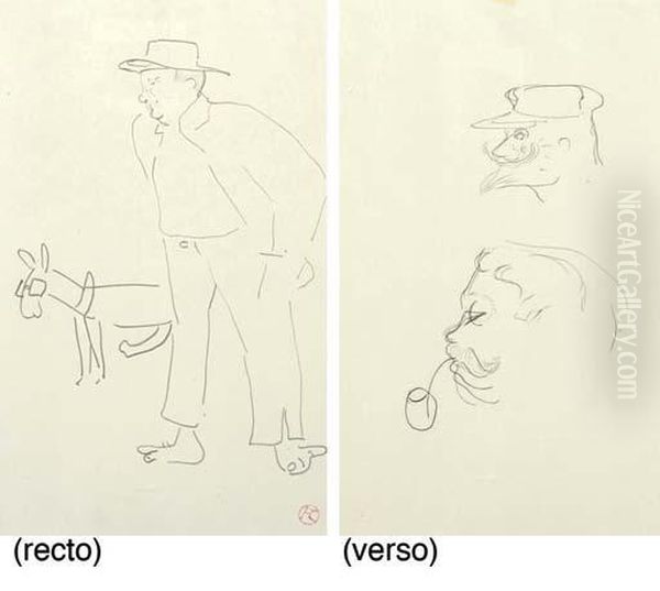 Monsieur X. (recto); Deux Tetes D'hommes Dont L'un Fume La Pipe (verso) - view 1