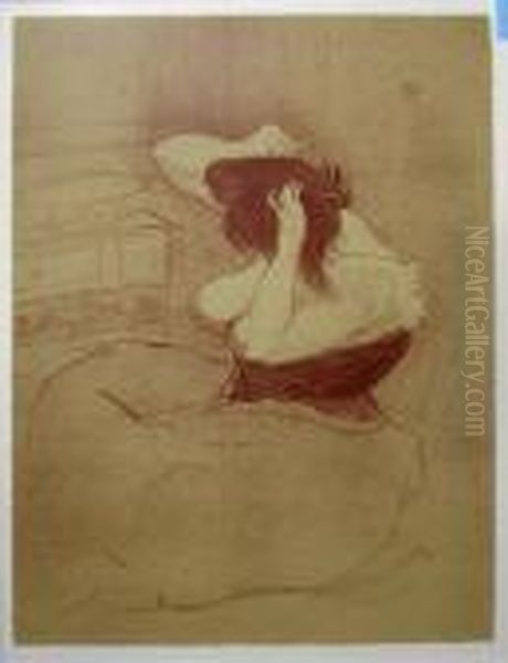 Loutrec , 'girl Combing Hair', 
Lithograph, Published Posthumously By Shoman, Paris, 1978, 28cm X 21cm, 
Framed - view 1
