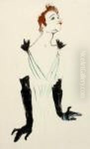 Portrait Yvette Guilbert by Henri De Toulouse-Lautrec