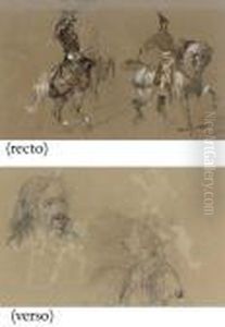 Chasse Au Faucon (recto); Tetes D'hommes I Longues Moustaches (verso)