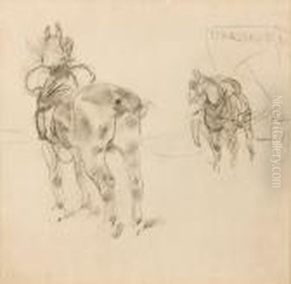 Demenagement, Etudes De Cheval Et De Carriole, Vers 1881 - view 1