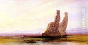 The Plain Of Thebes With Two Colossi