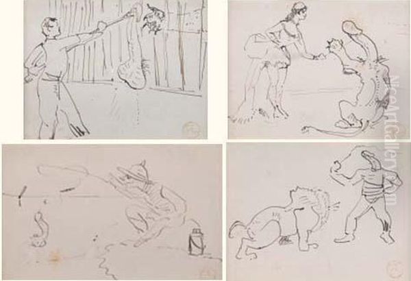 Ensemble De Quatre Dessins Erotiques, Vers 1888 - view 1