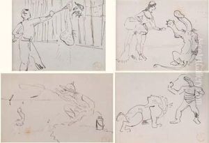 Ensemble De Quatre Dessins Erotiques, Vers 1888