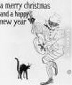 A Merry Christmas And A Happy New Year (carte De Voeux Pour May Belfort). 1896. by Henri De Toulouse-Lautrec