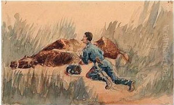 Manoeuvre De Cavalerie (recto); Paysan Assis (verso) - view 1