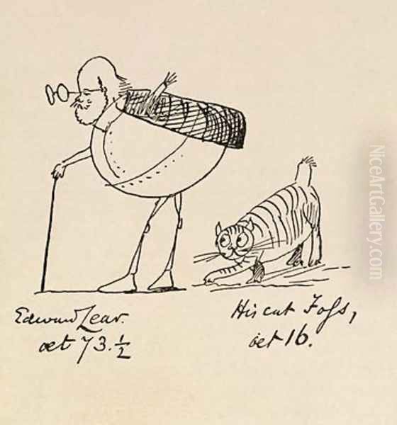 Edward Lear Aged 73 and a Half and His Cat Foss Aged 16 - view 1