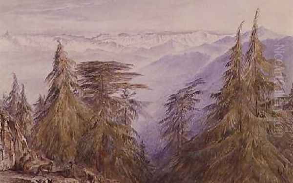 Monkeys on a crag near Simla North India - view 1
