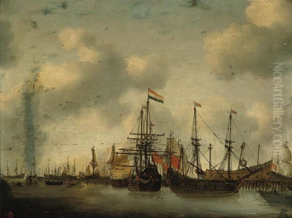 Dutch Men-o'-war And Other Shipping In A Harbour - view 1