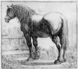 Das Zugpferd Am Zaun by Simon De Vlieger