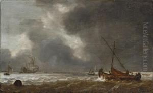 A Fishing Boat On A Choppy Sea Off The Coast