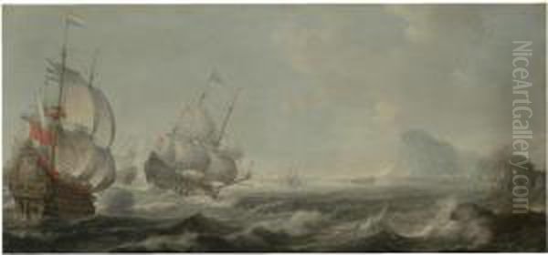 The Battle Of Gibraltar by Simon De Vlieger