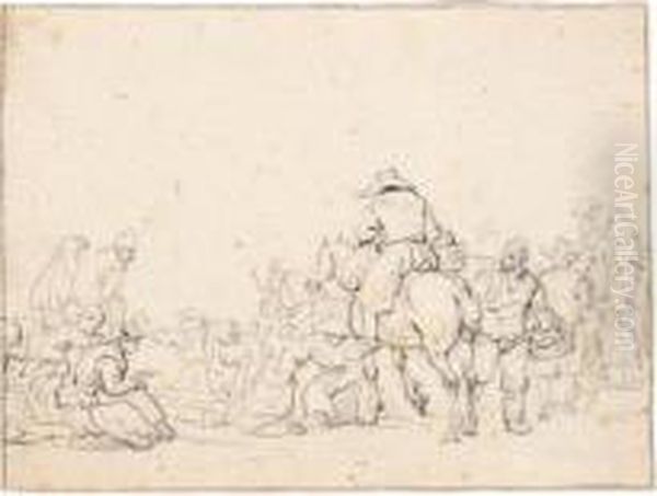 Peasants Packing Barrels Of Fish - view 1