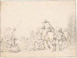 Peasants Packing Barrels Of Fish