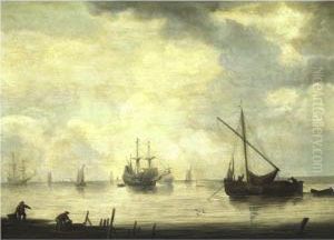 View Of A Harbor by Simon De Vlieger