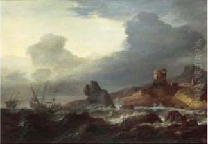 Marine Sur Une Cote Rocheuse by Simon De Vlieger